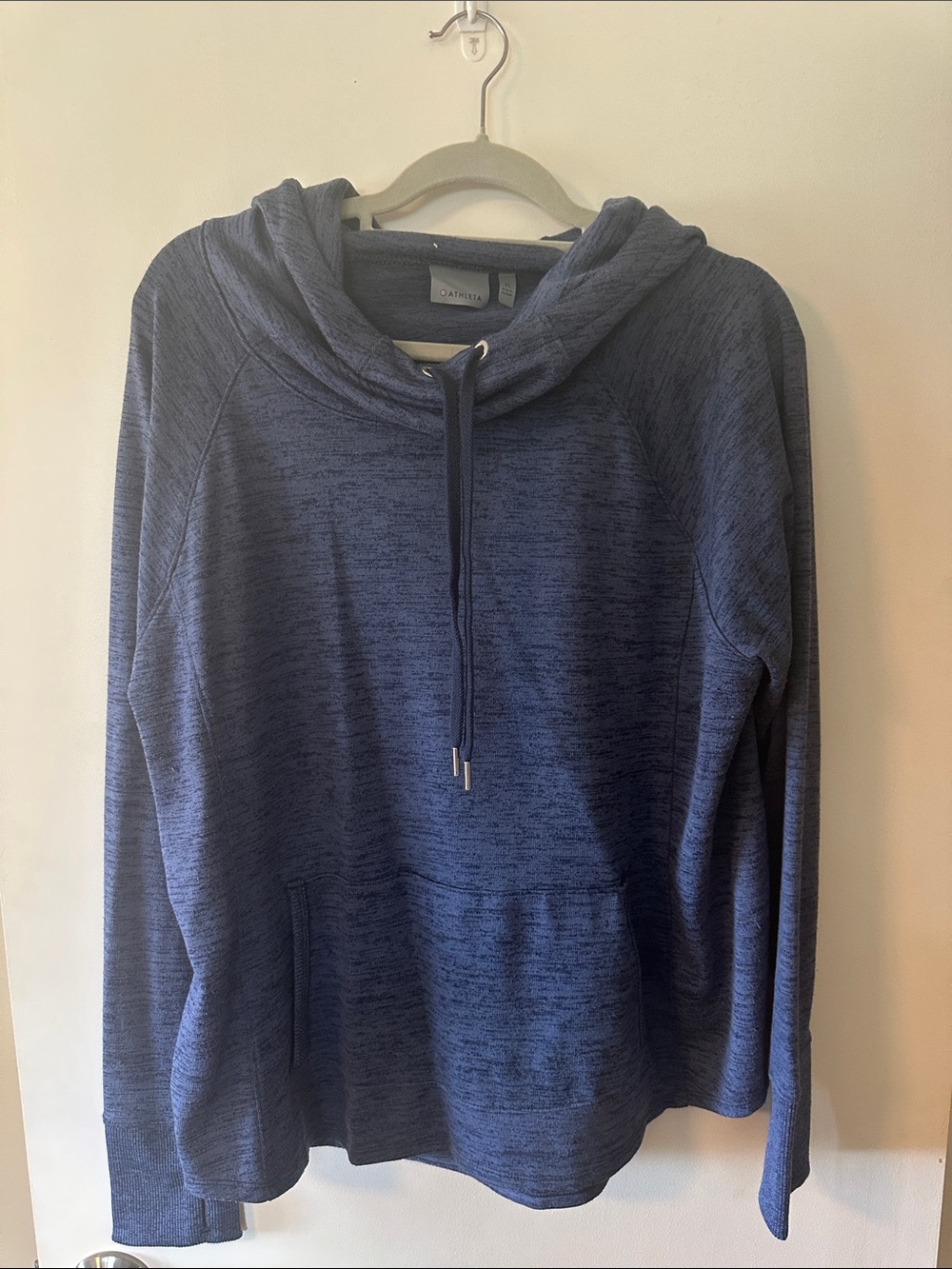 Athleta Navy Marled Cowl Neck Hoodie